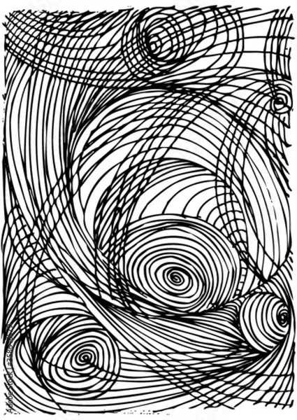Obraz Vector illustration of hand drawn circle black & white pattern. Pattern / Background.