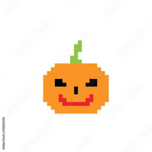Fototapeta pixel pumpkin  icon vector pixel element for game Happy Halloween,  Thanksgiving 