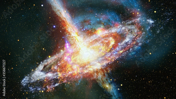 Obraz Space landscape with nebula and pulsar. Elements of this image furnished by NASA