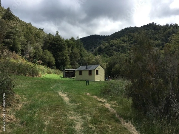 Fototapeta hacket hut and campsite
