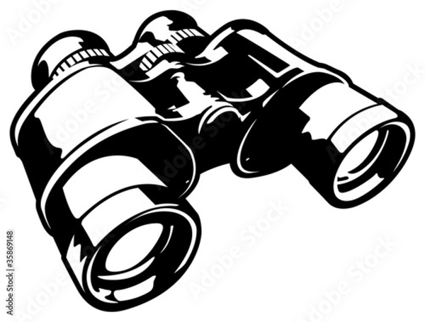 Obraz Binoculars Black and White Cartoon Vector Graphic Illustration