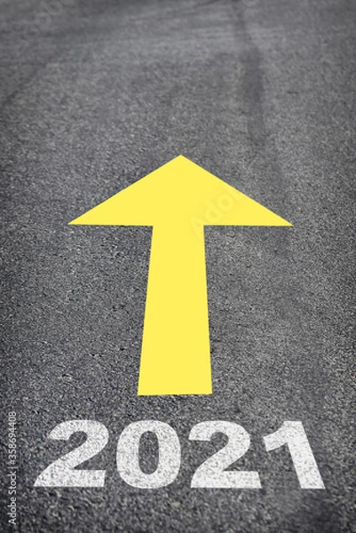 Fototapeta Road to new year 2021, business challenge concept and keep moving idea