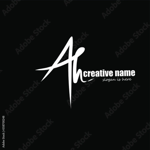 Obraz Ah Initial handwriting logo vector