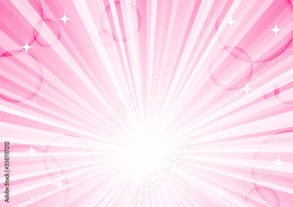 Fototapeta ピンクのキラキラ集中線（A4比率）横