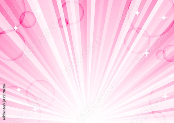 Fototapeta ピンクのキラキラ集中線（A4比率）横