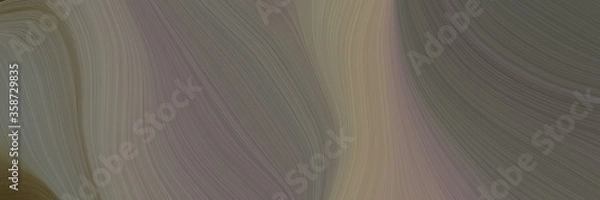Fototapeta abstract moving designed horizontal header with dim gray, gray gray and dark olive green colors. fluid curved flowing waves and curves for poster or canvas