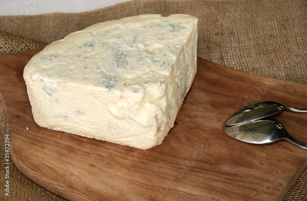 Obraz pezzo di formaggio gorgonzola con cucchiaio