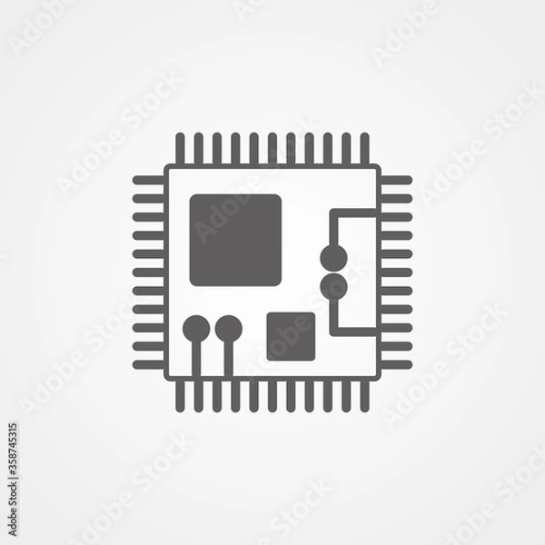 Fototapeta Circuit board, technology icon processor, vector illustration. Flat design style