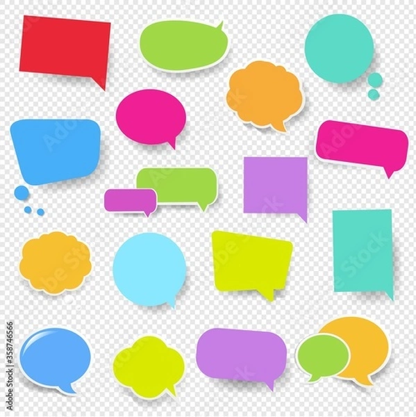 Fototapeta Colorful Speech Bubble Set White Background, Vector Illustration