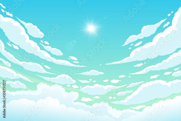 Fototapeta Cloudy sky On a clear day With the sun shining. Vector