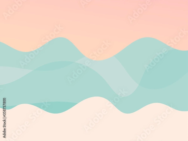 Obraz Hand drawn vector stock abstract graphic illustration with ocean waves sea shore scene with nobody and Copy Space place for your typography isolated on background
