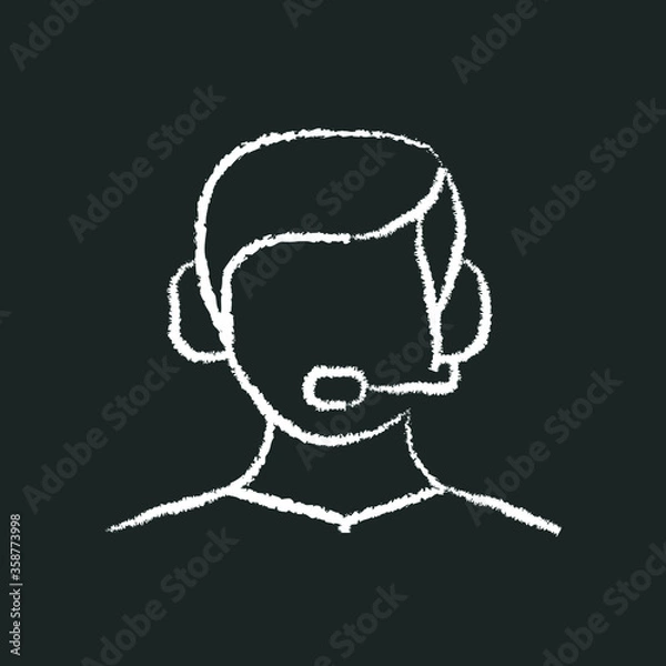 Fototapeta consultant man with headset, chalk icon