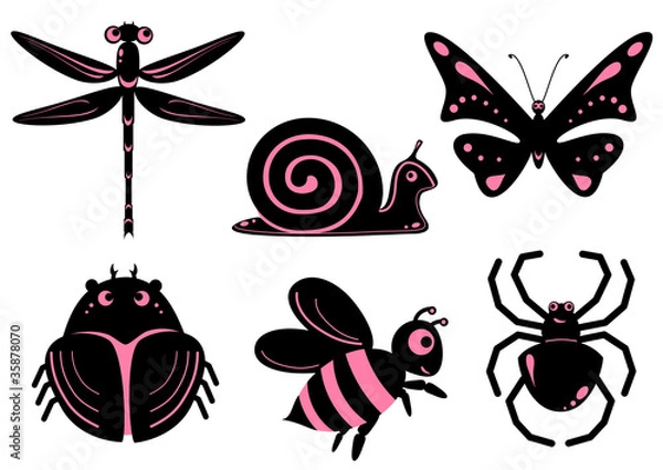 Obraz Funny stylized insects
