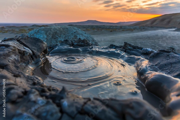 Obraz Active mud volcanoes in Gobustan desert, Azerbaijan.