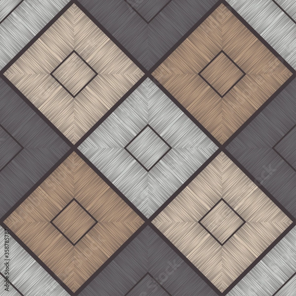 Fototapeta Brown floor with wooden texture. Geometry. Seamless pattern. Vector illustration for web design or print.