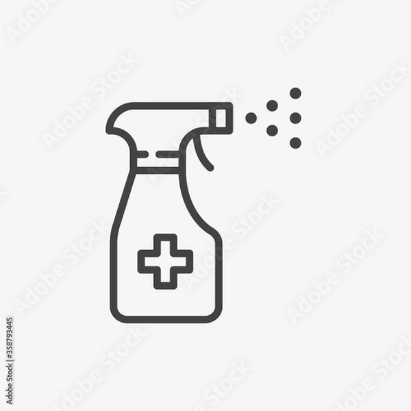 Fototapeta Spray bottle line icon on white background.