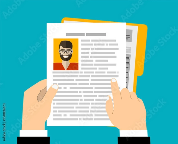 Fototapeta Applying for job, giving CV, job competition. Job application, job interview vector concept