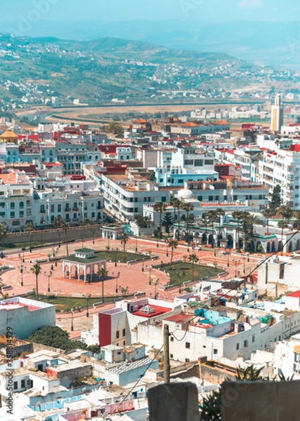 Fototapeta Tetouan in Northern Morocco with Rif Mountains in the background
