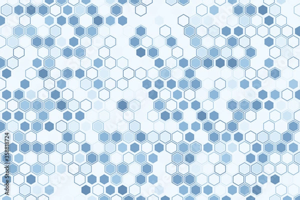 Fototapeta Futuristic tech illustration with hexagonal elements. Abstract hexagon background. 