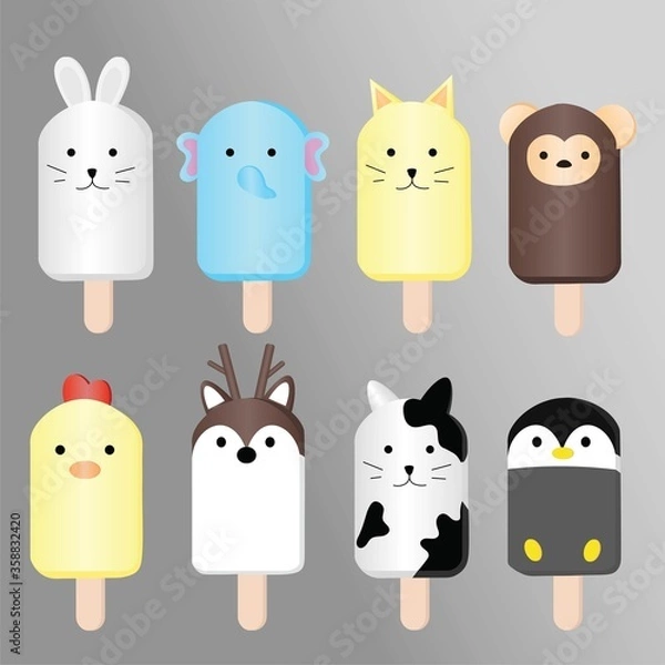 Fototapeta Ice cream collection, vector illustration.