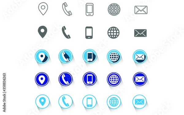 Fototapeta 5 different contact information web icon all 25 icons in vector format