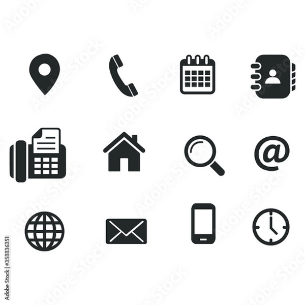 Fototapeta contact information business card web icon set in vector format