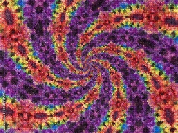 Fototapeta psychedelic Mandala style abstract background with rough paper texture illustration
