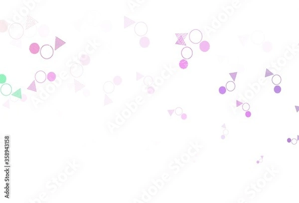 Fototapeta Light Green, Red vector background with triangles, circles.
