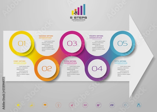 Obraz 5 steps of arrow infografics template. for your presentation.