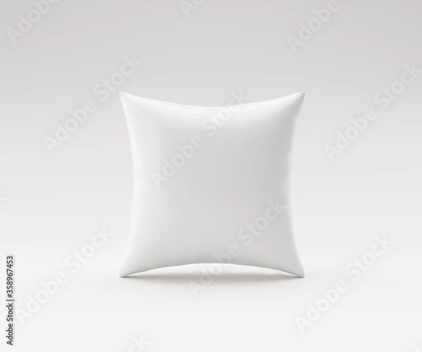 Fototapeta White pillow mockup on white background with blank template. Pillow mockup or template for design. 3D rendering.