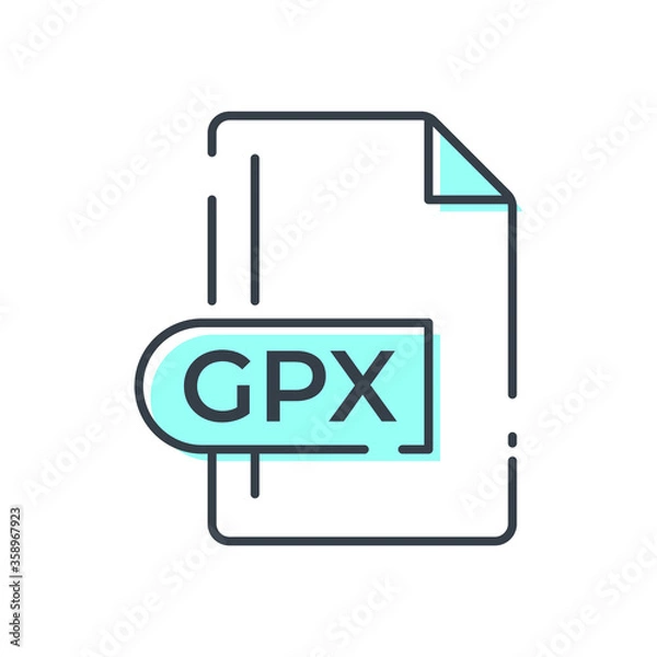 Fototapeta GPX File Format Icon. GPX extension line icon.