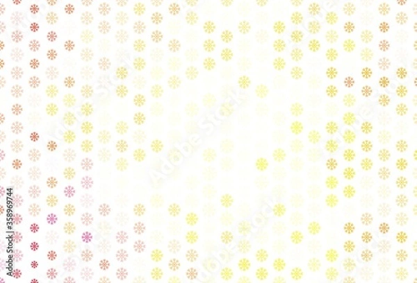Fototapeta Light Red, Yellow vector template with ice snowflakes.