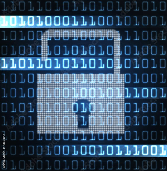Obraz security lock and binary code