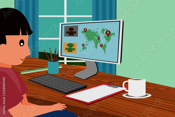 Fototapeta businessman working on computer