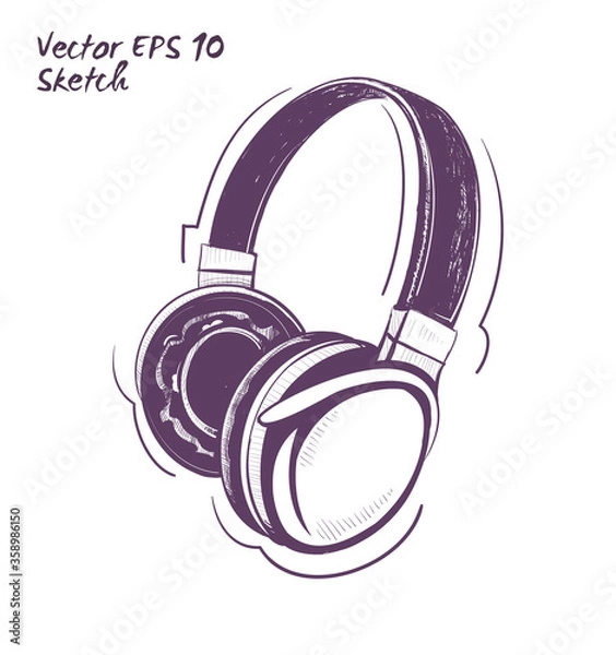 Obraz headphones indusrial design sketch vector illustration