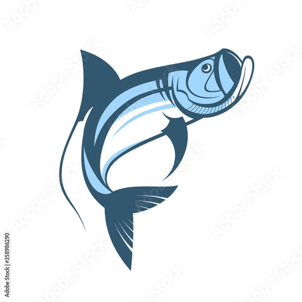 Obraz jumping tarpon fish logo template vector illustration