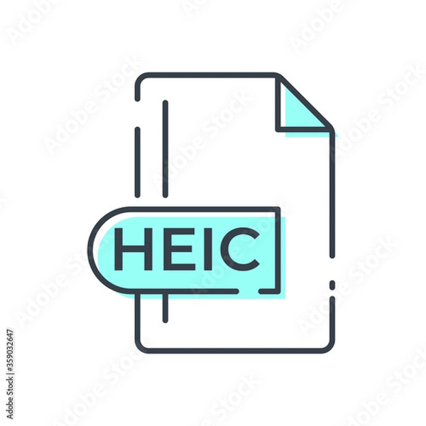 Fototapeta HEIC File Format Icon. HEIC extension line icon.