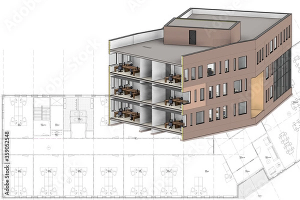Obraz Building on a construction drawing
