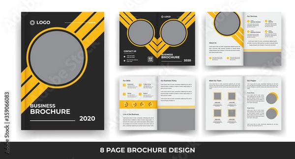 Fototapeta 8 Pages creative business brochure with modern abstract design template.