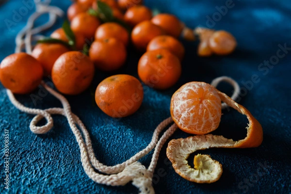 Obraz fresh fruit on a blue background