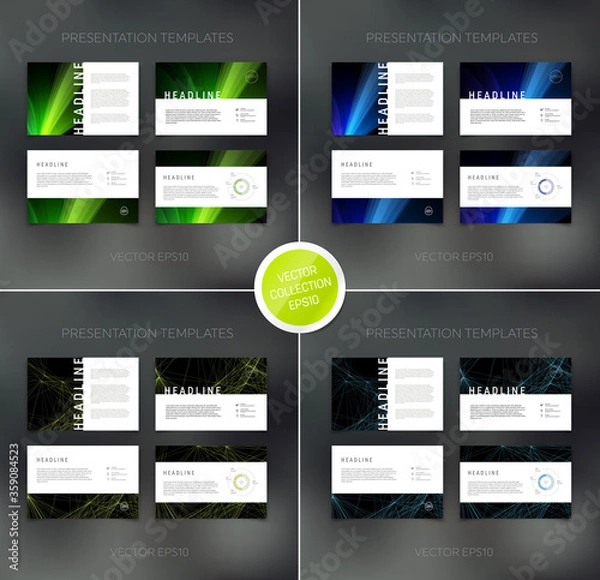 Obraz Vector presentation design templates collection. Layouts for booklet, leaflet, flyer, banner, promo, advertising, web