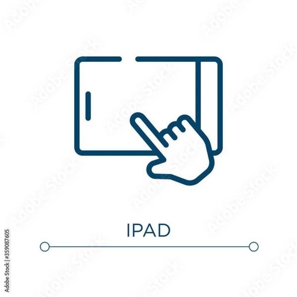 Fototapeta Ipad icon. Linear vector illustration. Outline ipad icon vector. Thin line symbol for use on web and mobile apps, logo, print media.