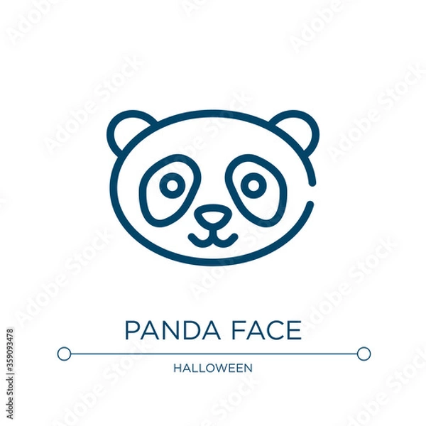 Fototapeta Panda face icon. Linear vector illustration from funny animals collection. Outline panda face icon vector. Thin line symbol for use on web and mobile apps, logo, print media.