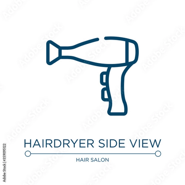 Fototapeta Hairdryer side view icon. Linear vector illustration from hair salon collection. Outline hairdryer side view icon vector. Thin line symbol for use on web and mobile apps, logo, print media.