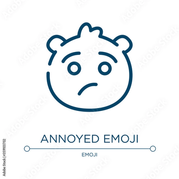 Fototapeta Annoyed emoji icon. Linear vector illustration from emoji collection. Outline annoyed emoji icon vector. Thin line symbol for use on web and mobile apps, logo, print media.