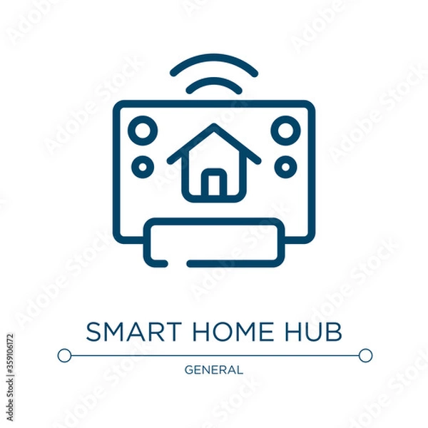 Fototapeta Smart home hub icon. Linear vector illustration from general collection. Outline smart home hub icon vector. Thin line symbol for use on web and mobile apps, logo, print media.