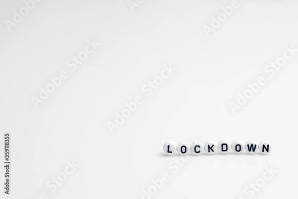 Obraz The word lock down isolated over white background