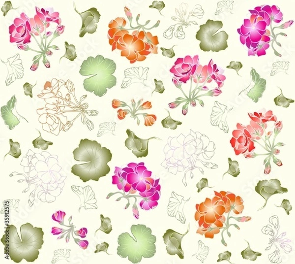 Fototapeta Seamless background. Illustration geranium.