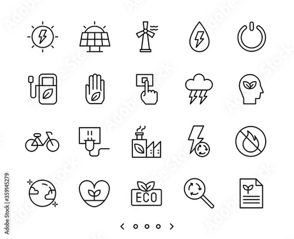 Obraz ecology and clean energy line icons set