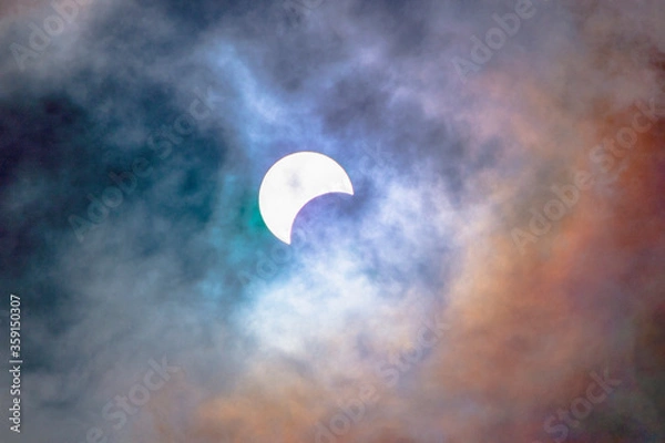 Fototapeta partial eclipse, lunar and solar eclipses are visible in Lampang, Thailand